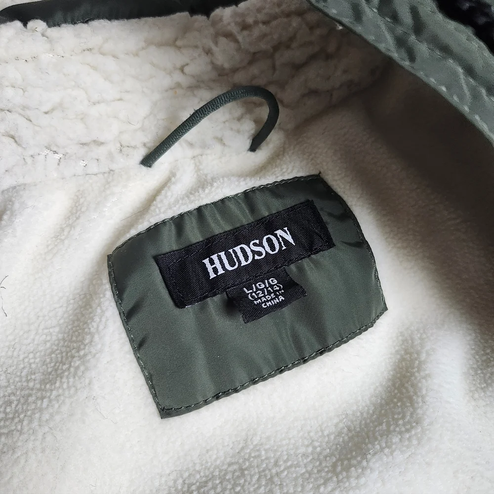 Hudson Girls Winter Coat Olive Green Size L 12/14 - Picture 3 of 12